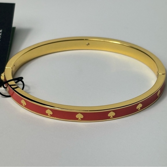 Kate Spade Coral Enamel and Gold Bracelet Spot the Spade - Picture 6 of 10